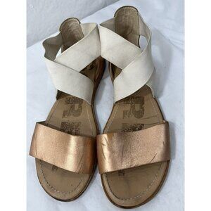 Sorel Women's Ella II  Leather Cross Strap Flat Sandals Size 8.5
